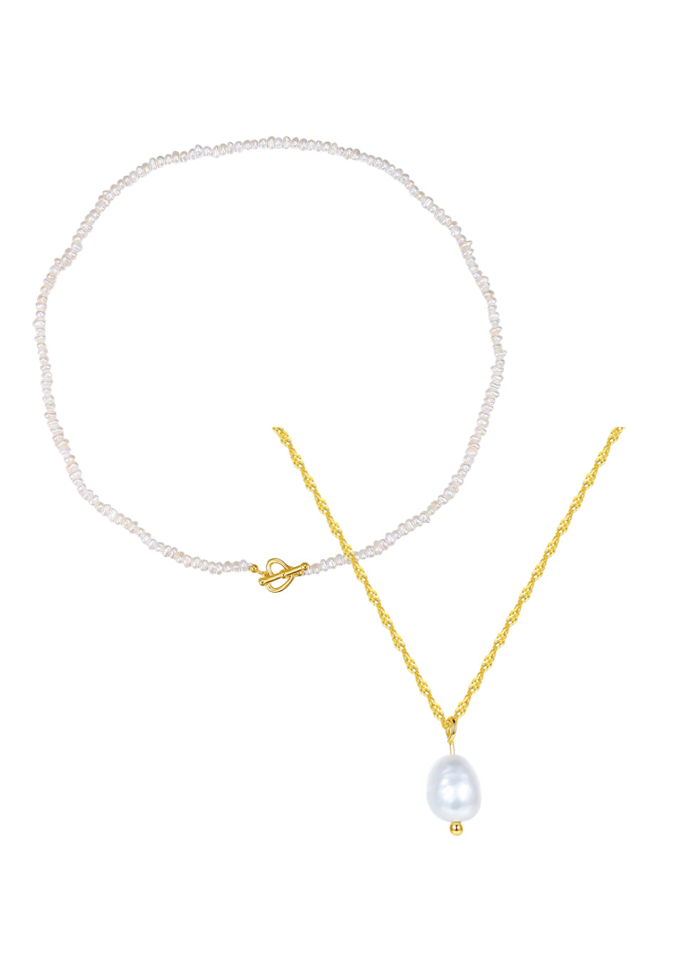 Gold Pearl Necklaces Sterling Silver Set