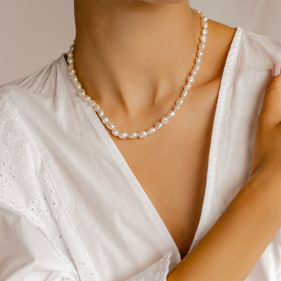 Grace Pearl Necklace Sterling Silver Gold