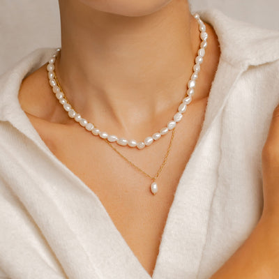 Collier Perle Grace Sterling Argent en Or