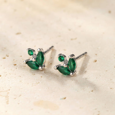 Green Gemstone Firefly Stud Earrings Sterling Silver