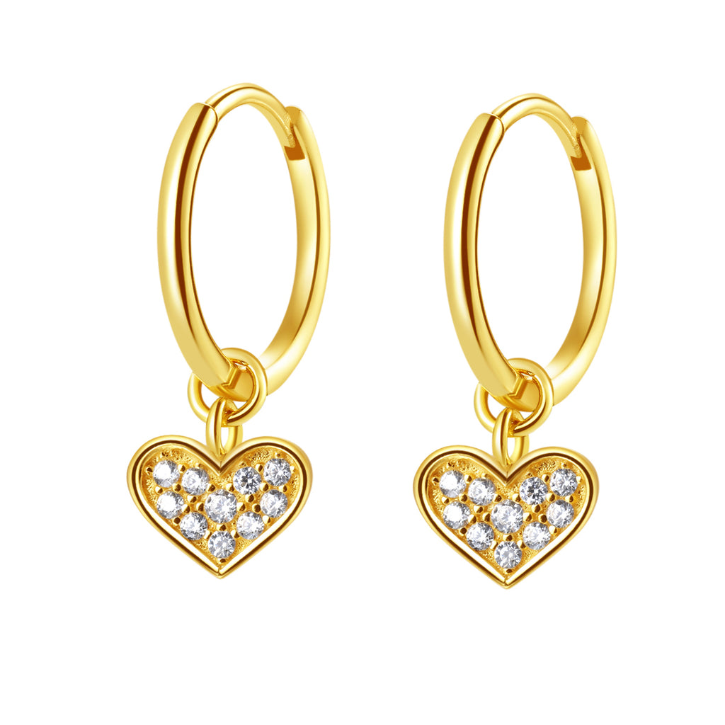 LOVE Charm Hoop Earrings Sterling Silver Gold – Hey Happiness