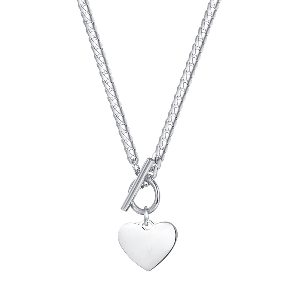 Amaiyllis 925 Sterling Silver Simple Love Heart Necklace Pendant OT Buckle  Long Necklace Jewelry For Women - AliExpress