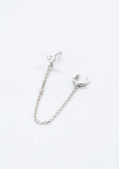 Heart Ear Cuff Sterling Silver