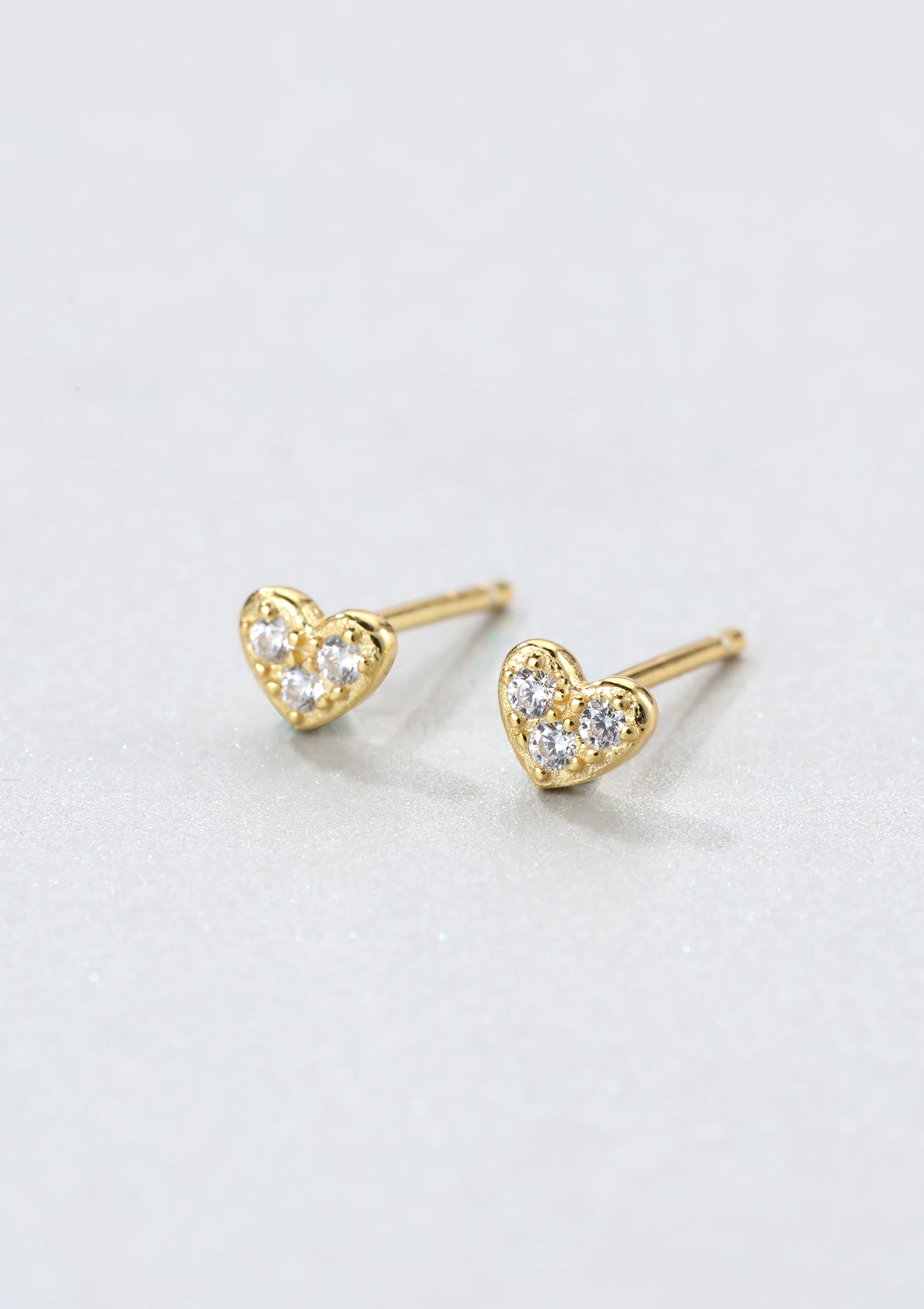 Heart Stud Earrings Sterling Silver Gold