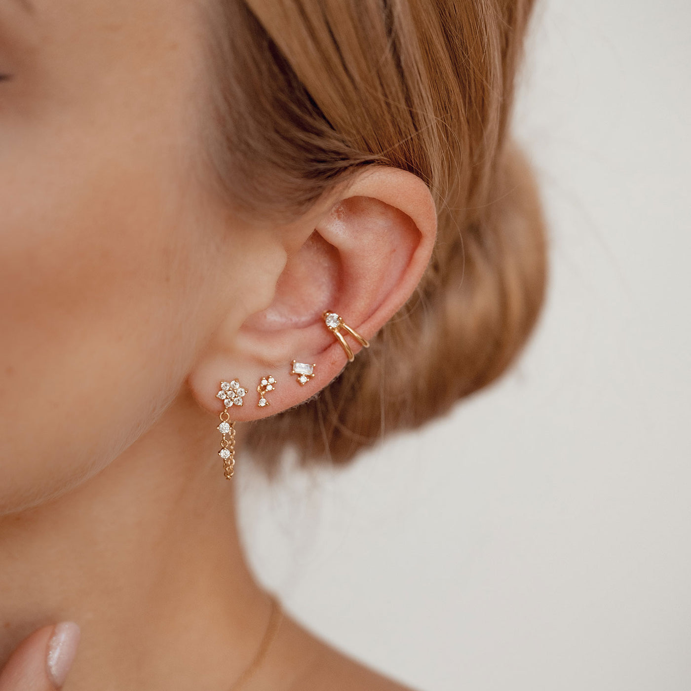 Solitär Ear Cuff Sterlingsilber in Gold