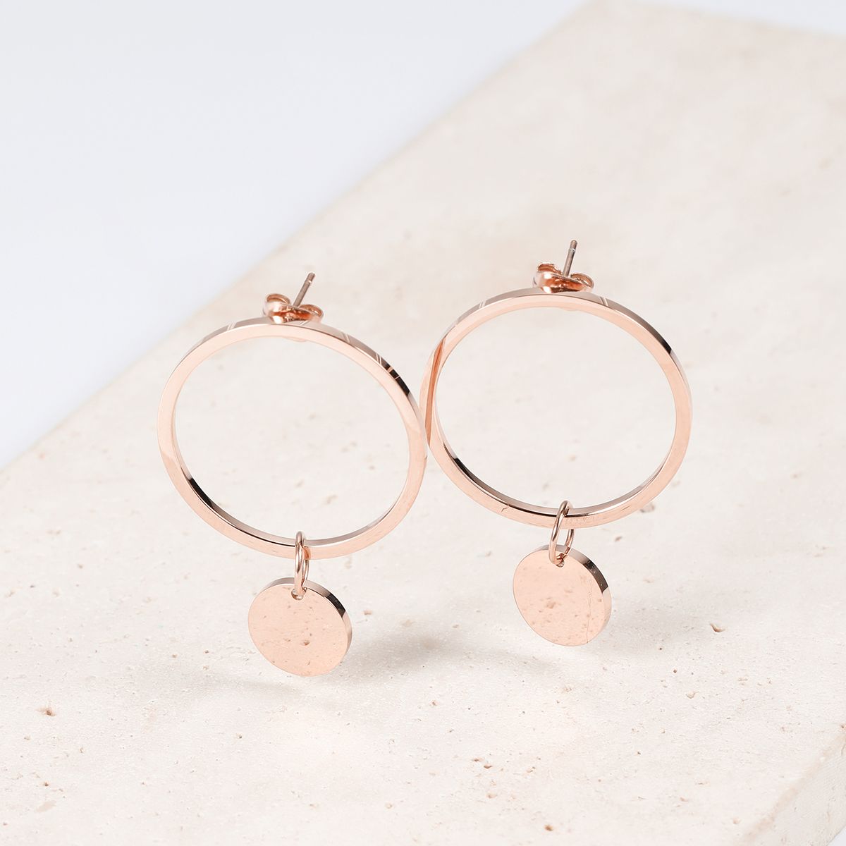 Runde Kreis Ohrringe in Rosegold