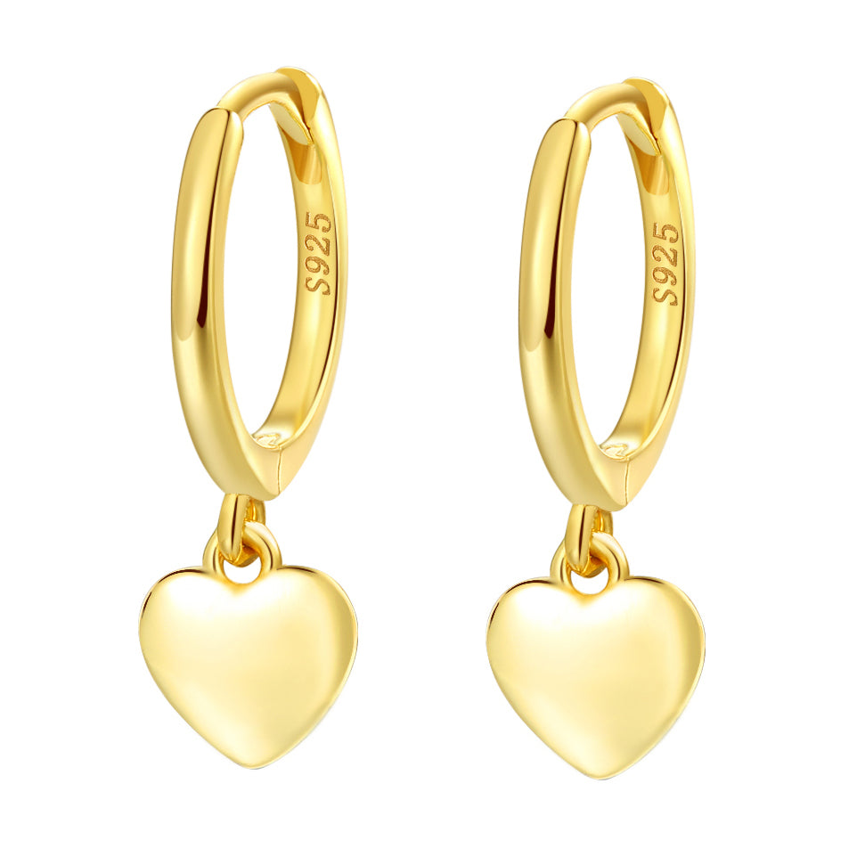 Love Heart Huggie Earrings Sterling Silver Gold – Hey Happiness