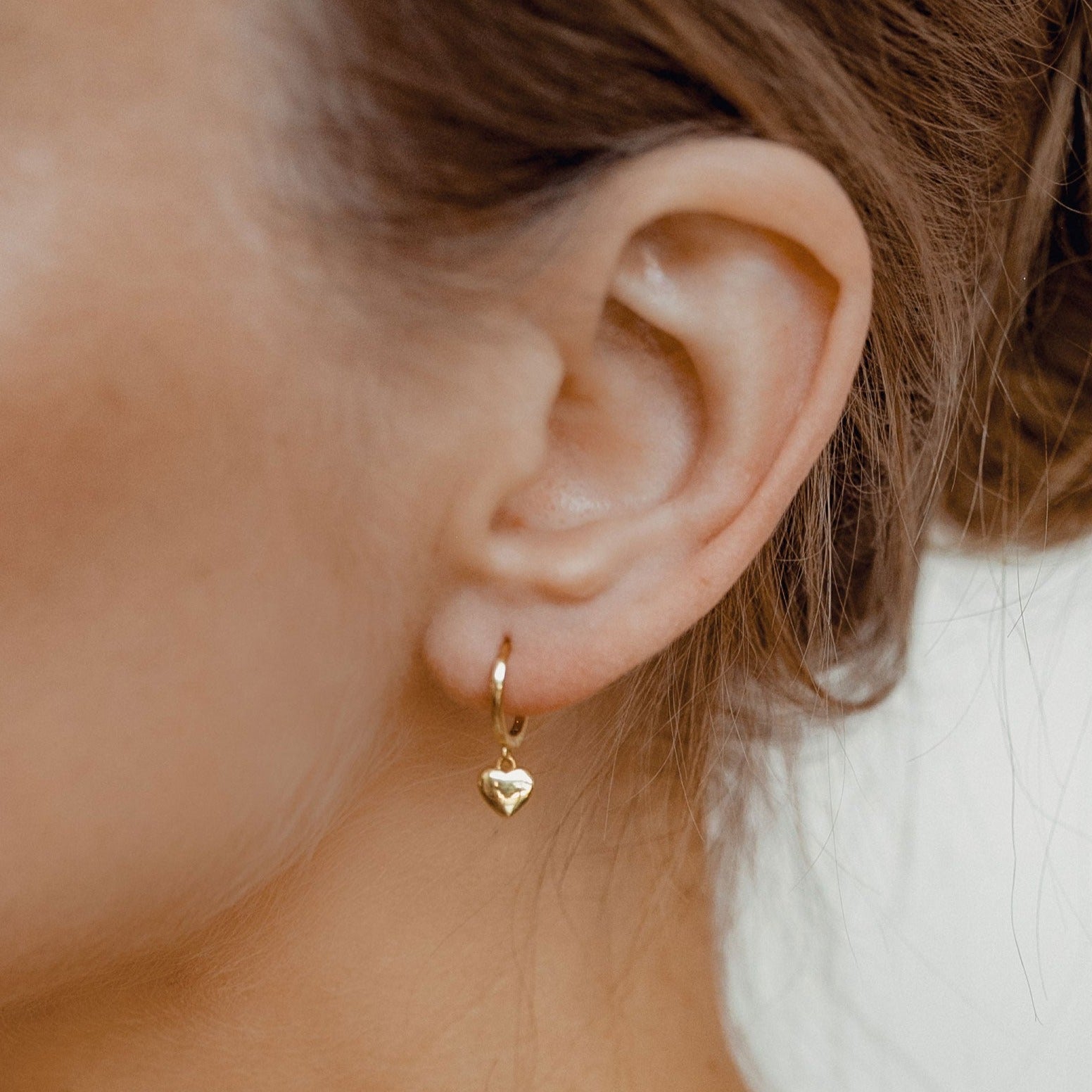 Love Heart Huggie Earrings Sterling Silver Gold Hey Happiness