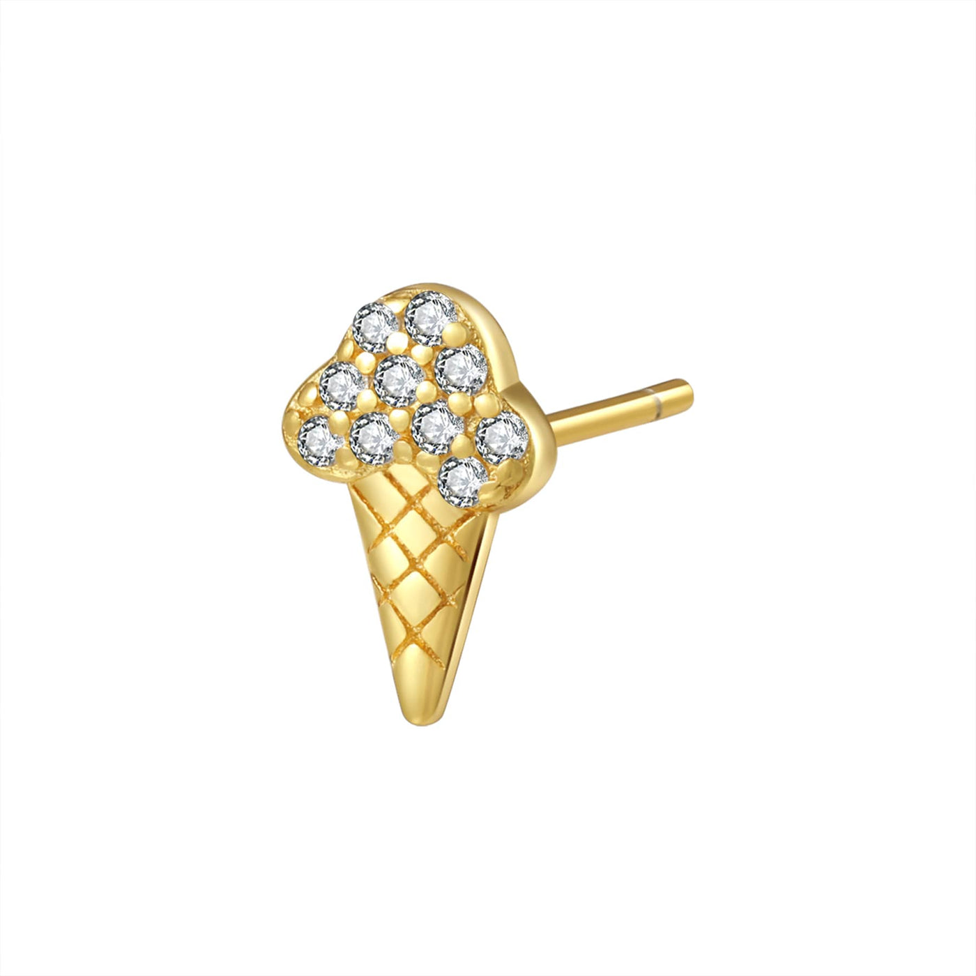 Ice Cream Cone Stud Earring Sterling Silver