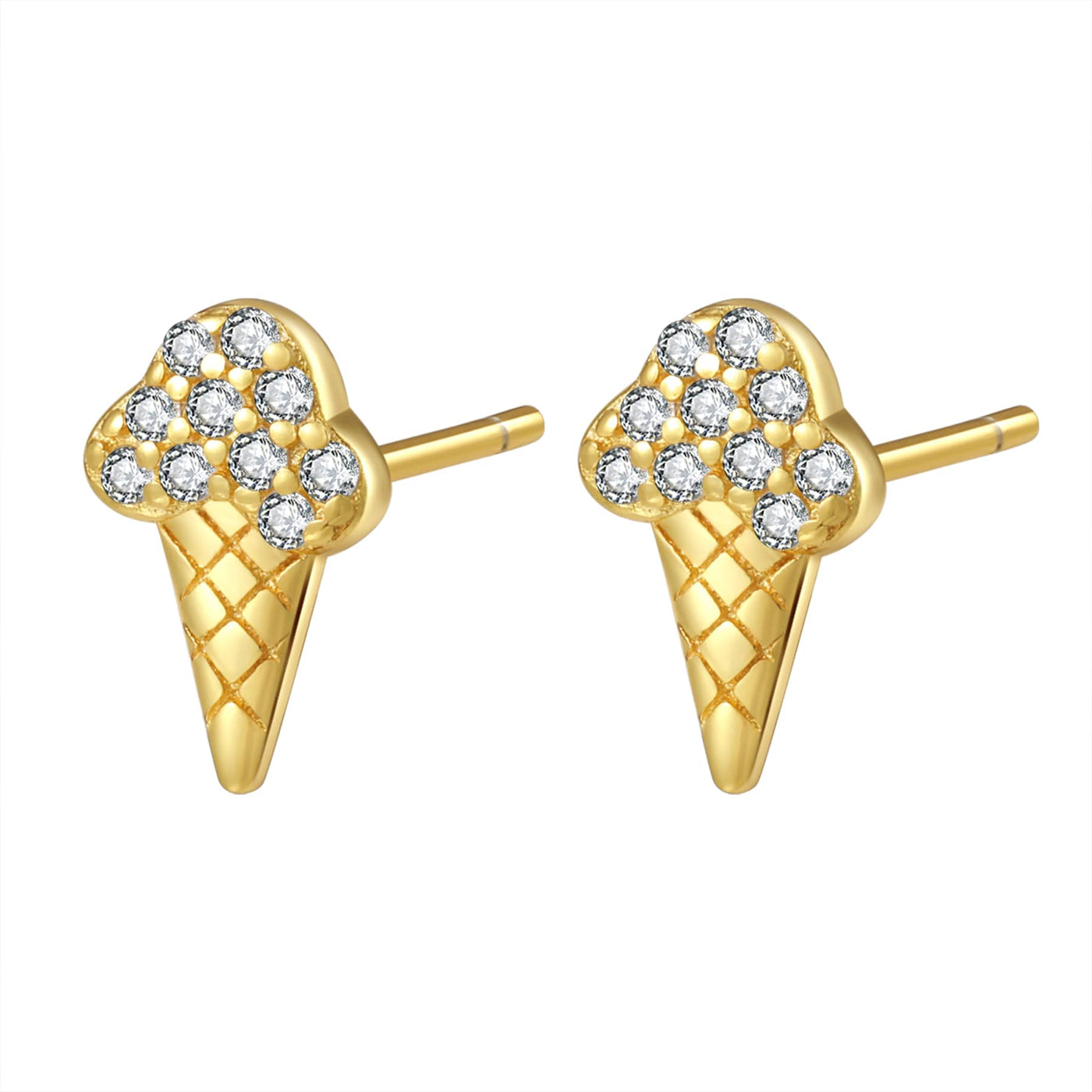 Ice Cream Cone Stud Earring Sterling Silver