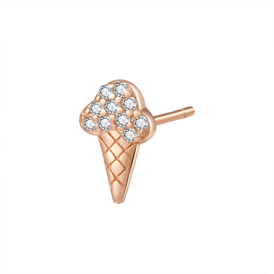 Ice Cream Cone Stud Earring Sterling Silver