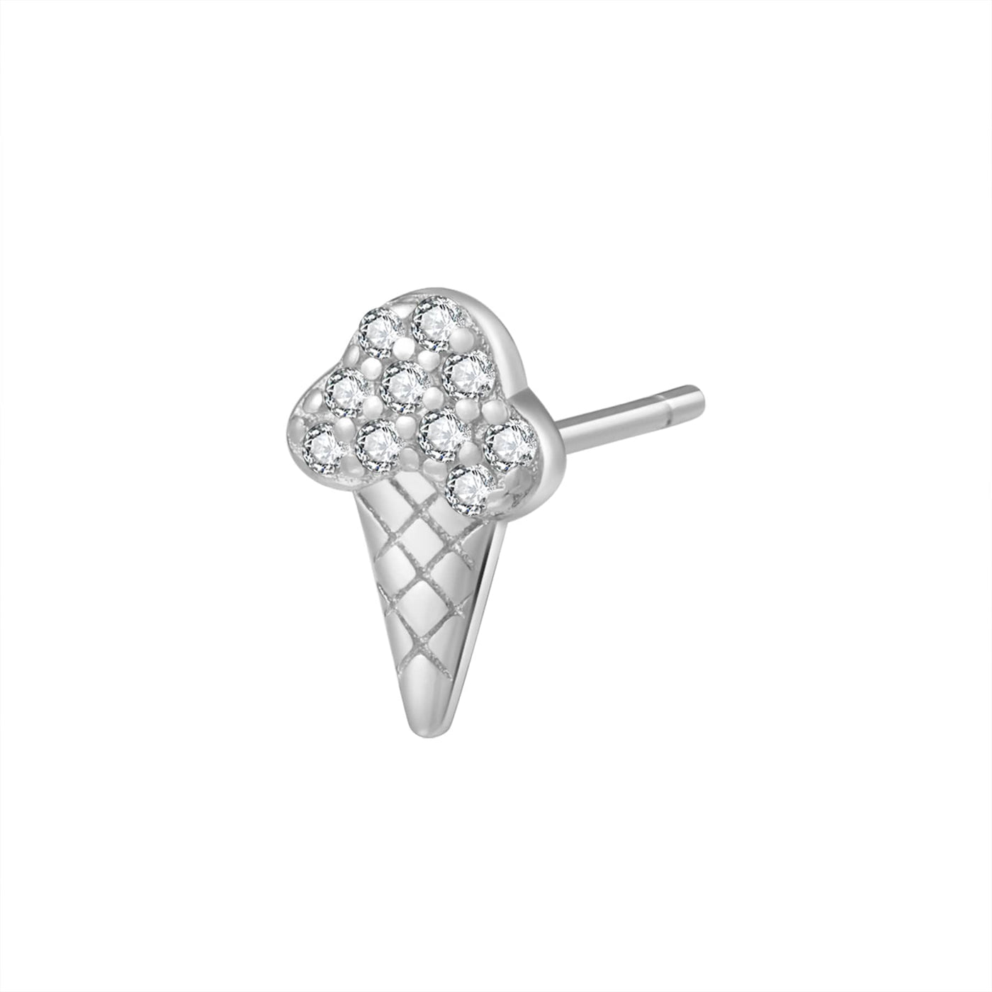 Ice Cream Cone Stud Earring Sterling Silver