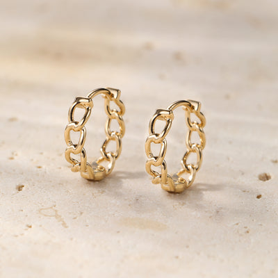 Pendientes Huggie Infinite Links Oro Macizo 14K 