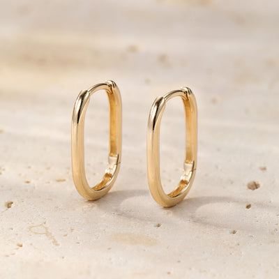 Infinity Oval Huggie Earrings 14K Gold