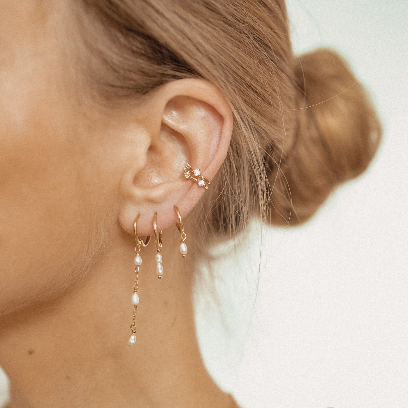 Band Ear Cuff Ohrring mit Zirkoniasteinen Sterlingsilber in Gold