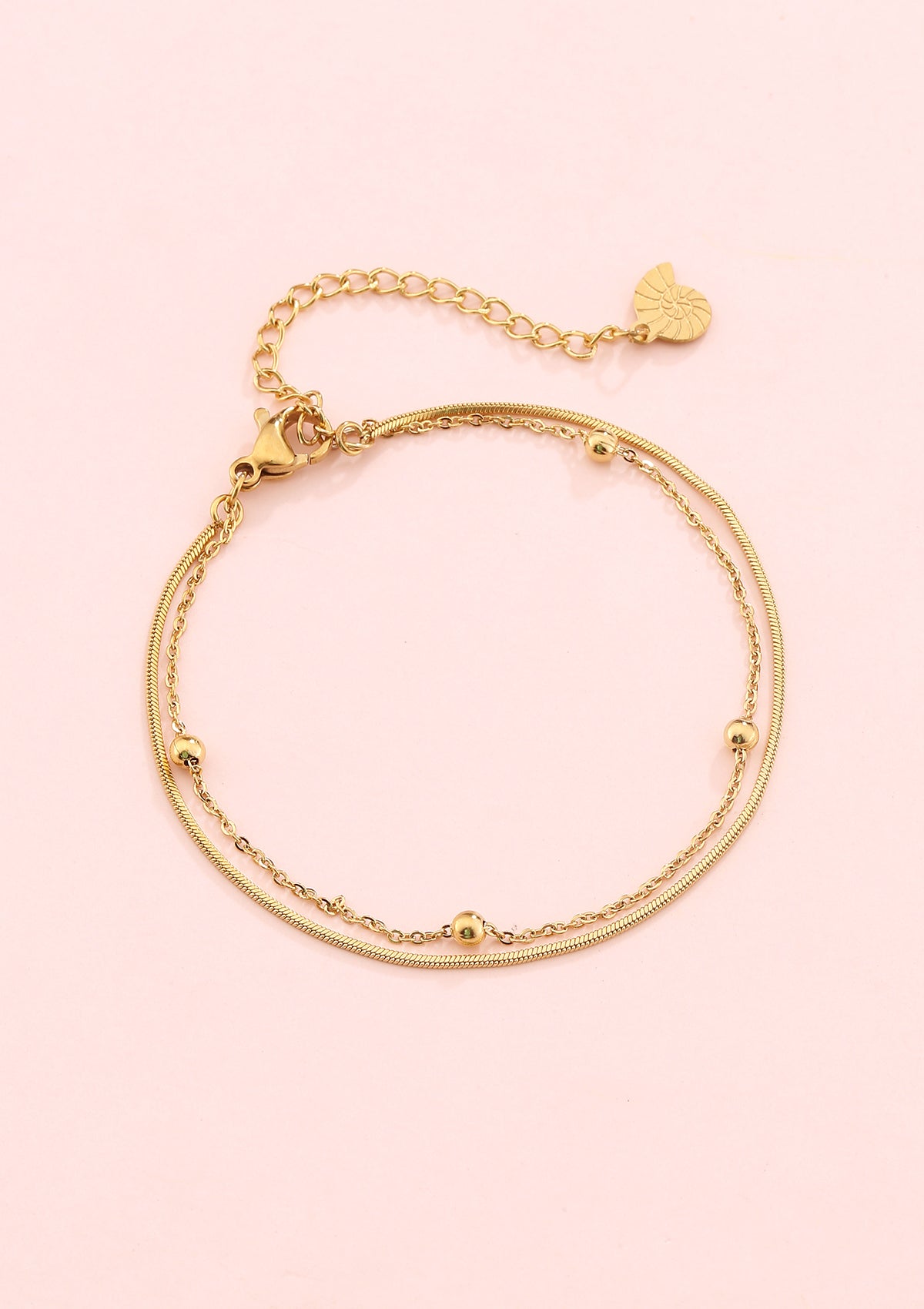 Layered Bobble Chain Bracelet Gold