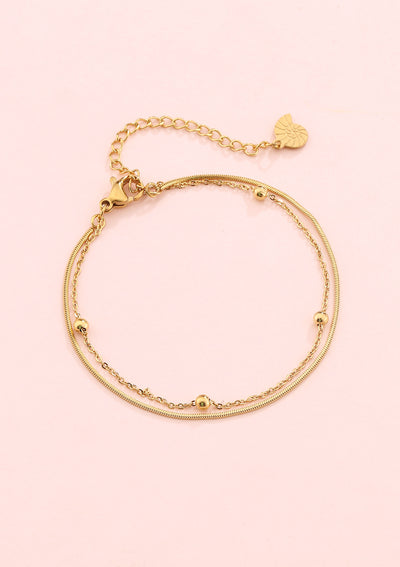 Layered Bobble Chain Bracelet Gold