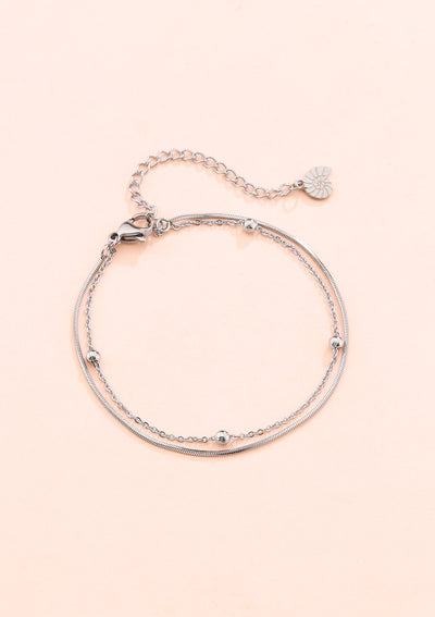 Brazalete de Cadena con Bolitas a Capas en Plata