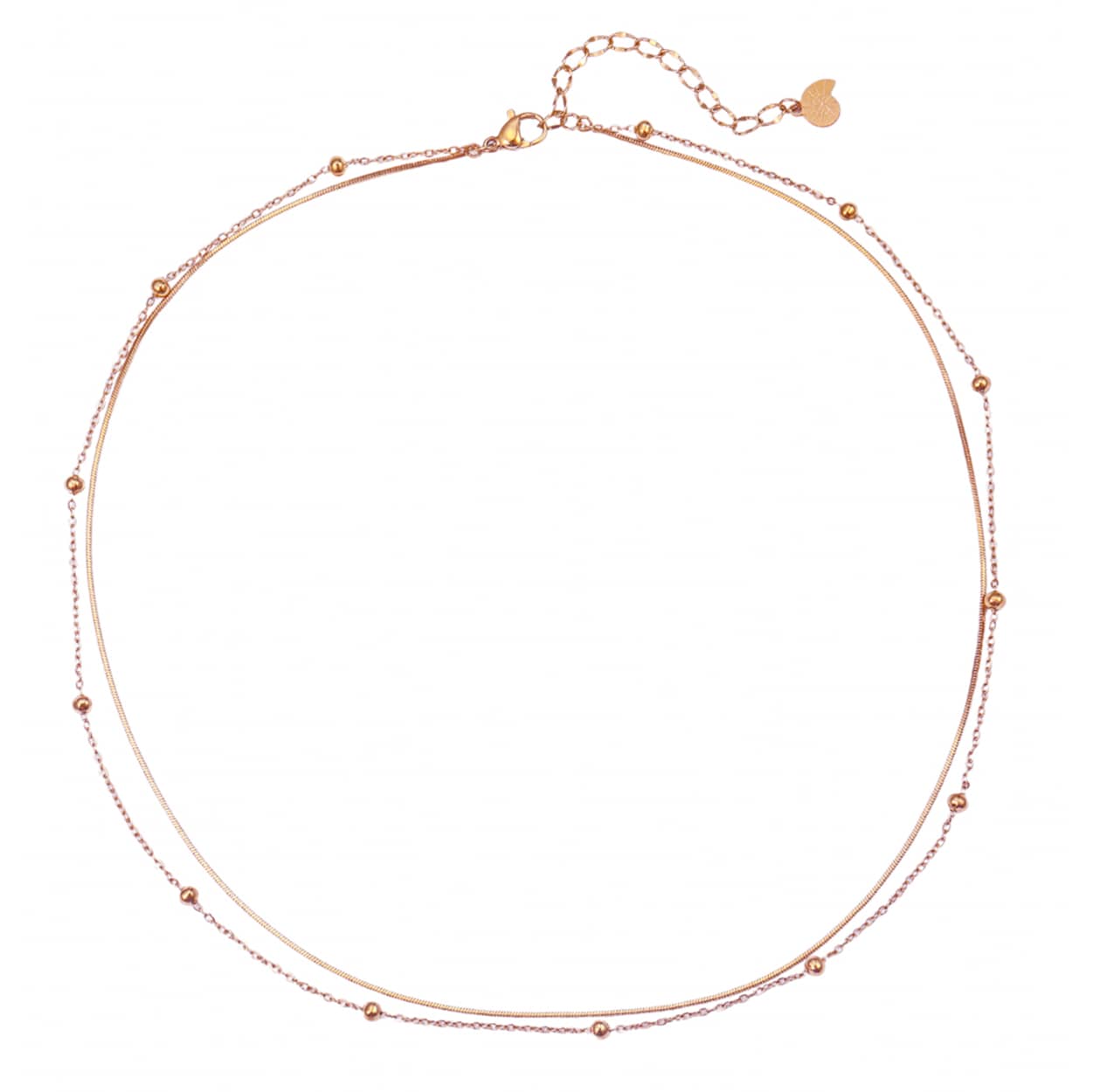 Layered Bobble Chain Necklace Rose Gold