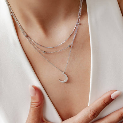 Layered Moon Necklace Set