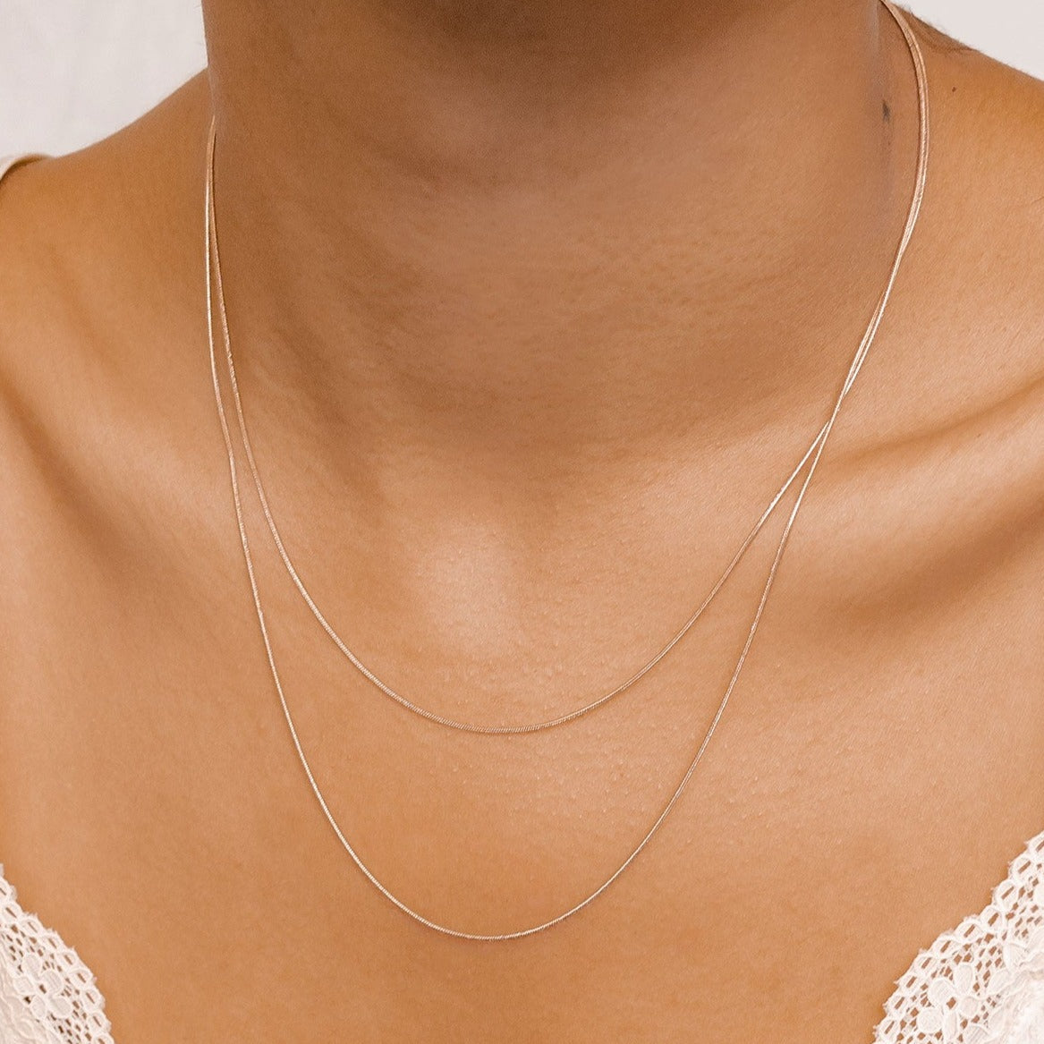 Layered Necklace Snake Chain Rose Gold