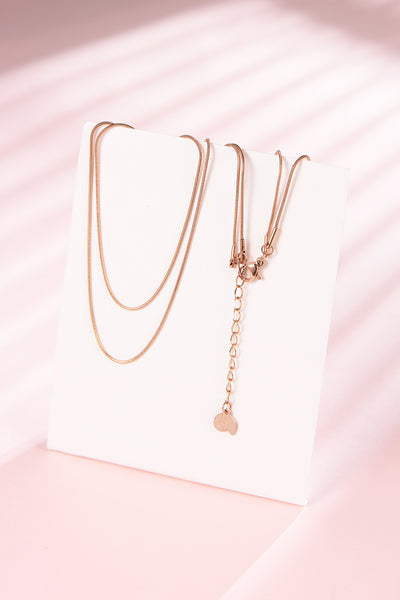 Layered Necklace Snake Chain Rose Gold