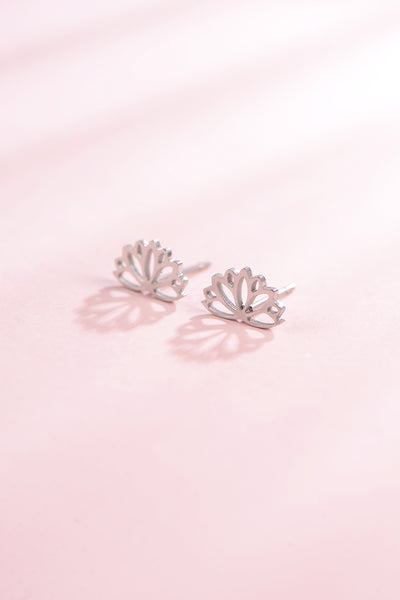 Lotus Stud Earrings Silver