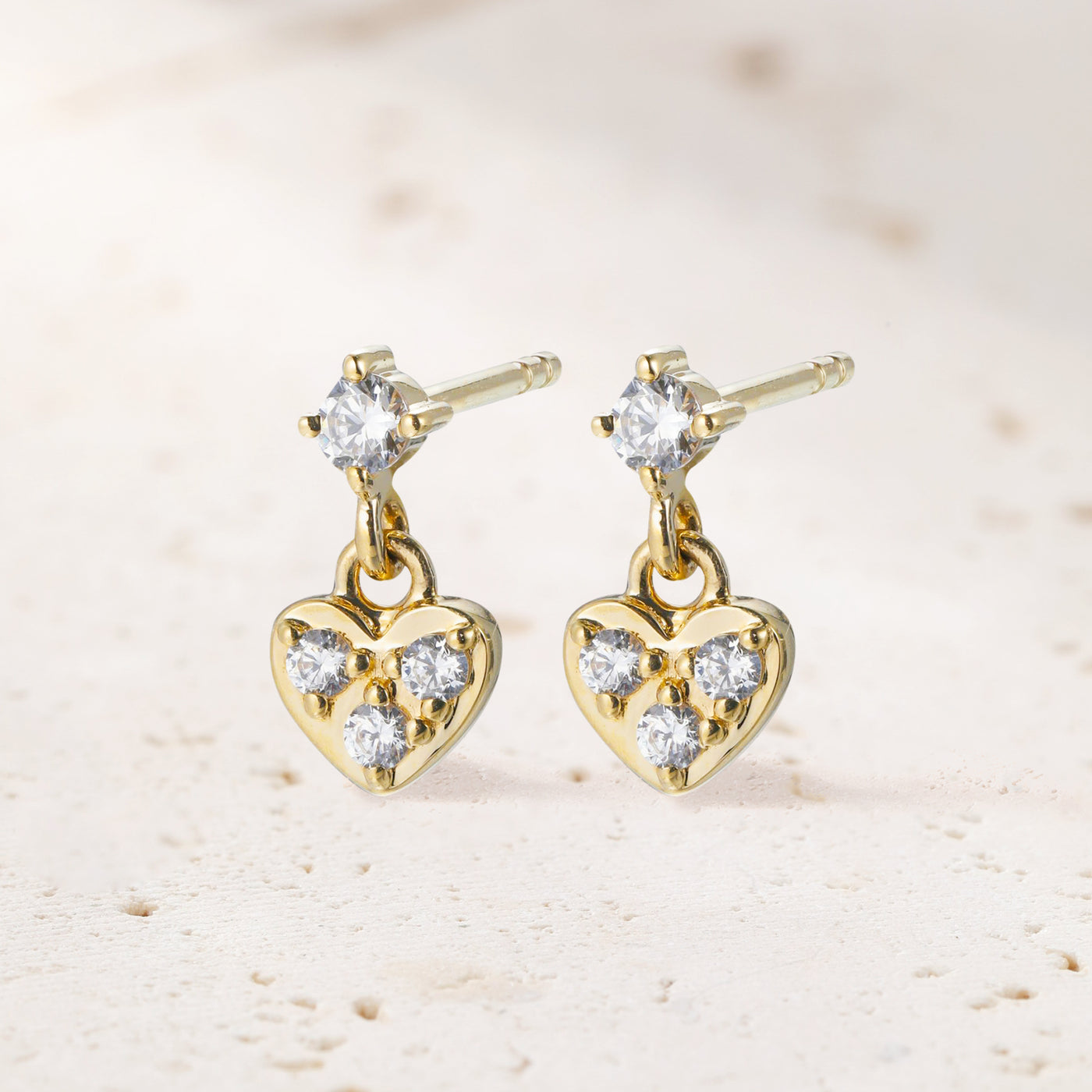 Pendientes Botón Love Oro Macizo 14K