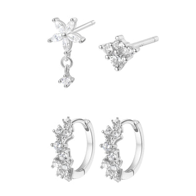 Ensemble Boucles d'Oreilles Astre Argent Sterling