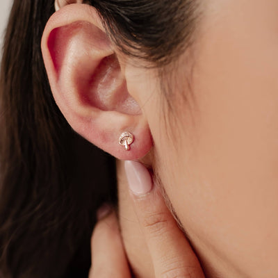 Mushroom Stud Earring Sterling Silver