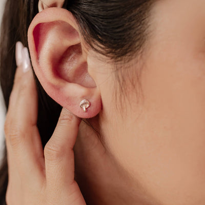 Mushroom Stud Earring Sterling Silver