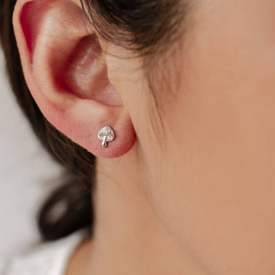 Mushroom Stud Earring Sterling Silver