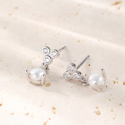 Nest Pearl Stud Earrings Sterling Silver