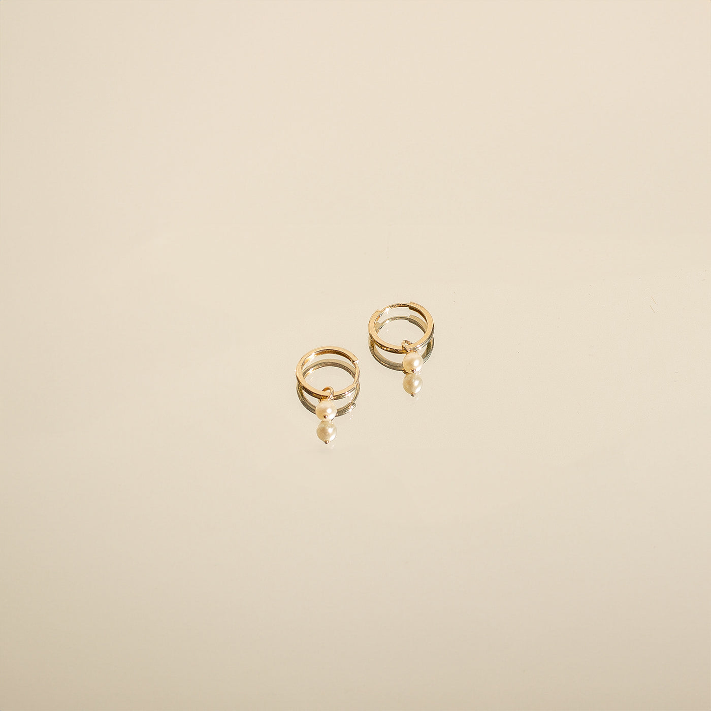 New Beginnings Pearl Hoop Earrings 14K Gold