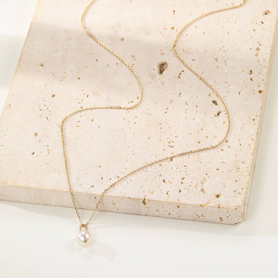 New Beginnings Pearl Pendant Necklace 14K Gold