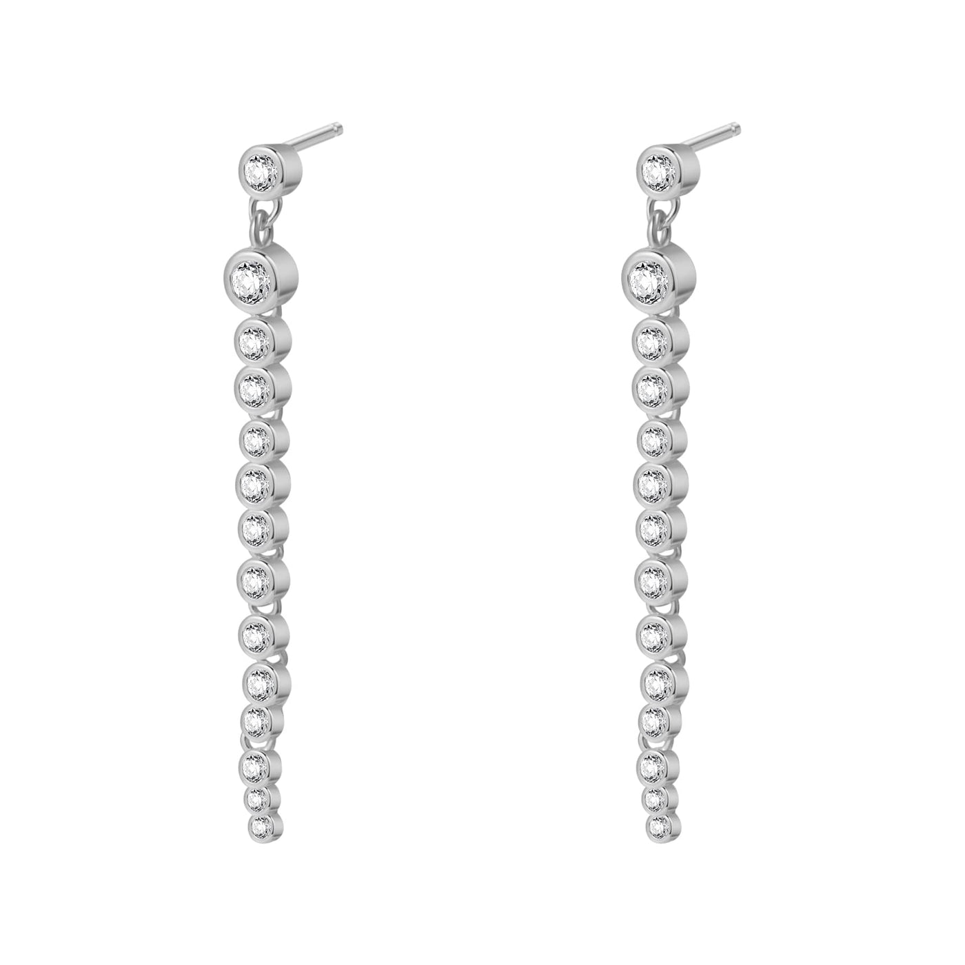 Orb Chain Drop Stud Earring Sterling Silver