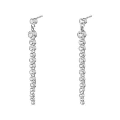 Orb Chain Drop Stud Earring Sterling Silver