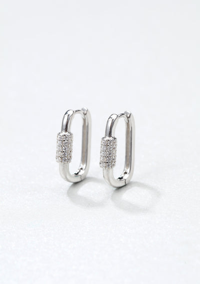 Pendientes Huggie Ovalados de Mosquetón Plata de Ley 925