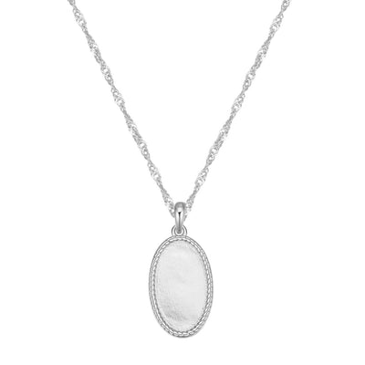 Collier Pendentif Corde Oval Sterling Argent