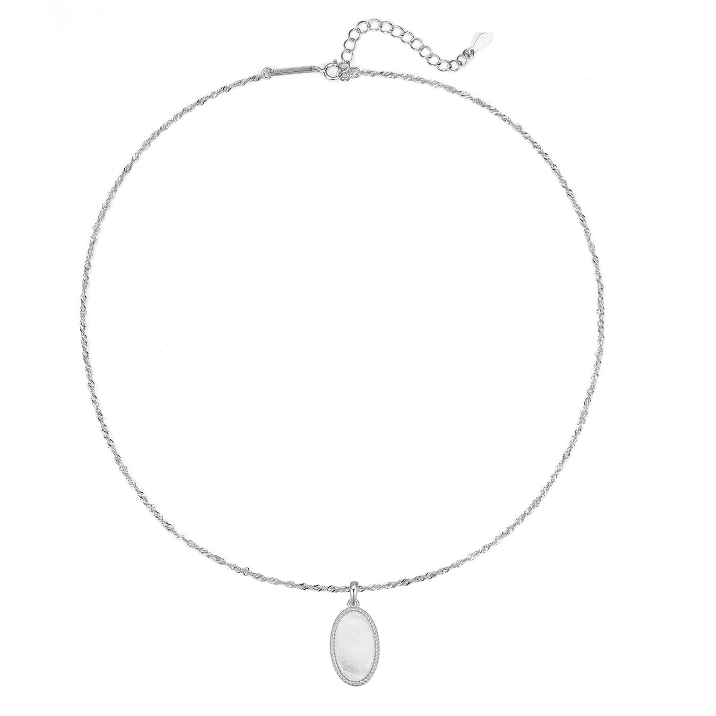 Collar Colgante Cuerda Oval Plata de Ley 925