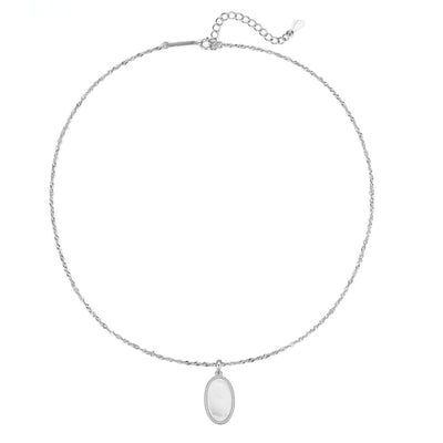 Oval Rope Pendant Necklace Sterling Silver