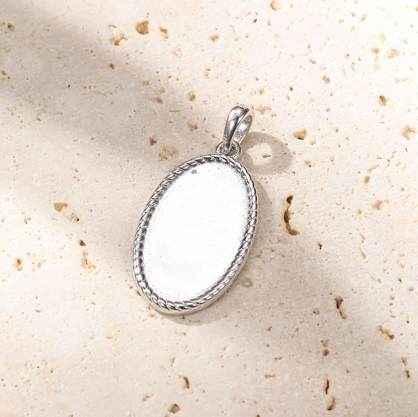 Collier Pendentif Corde Oval Sterling Argent