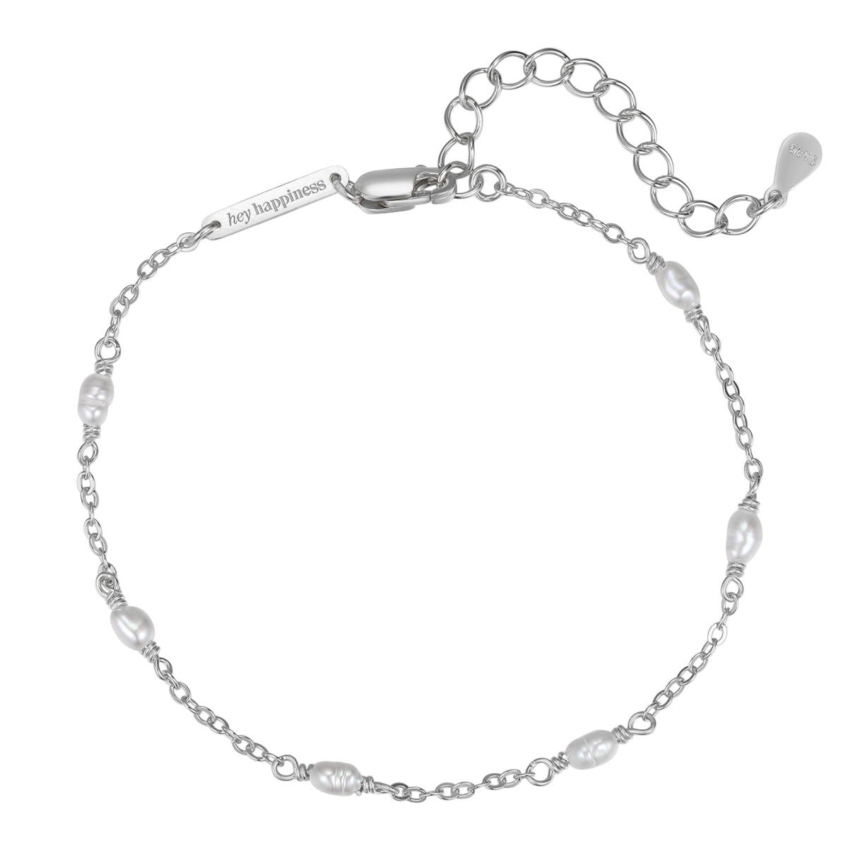 Brazalete Cadena Perlas Plata de Ley 925