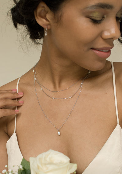 Pearl Chain Necklace Sterling Silver