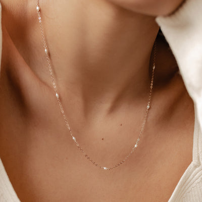 Pearl Chain Necklace Sterling Silver