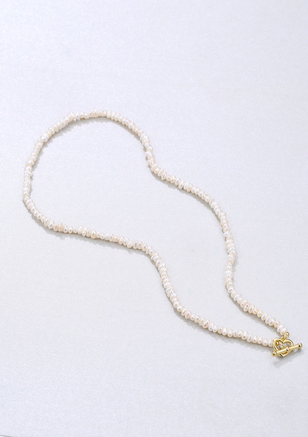 Pearl Heart Sterling Silver Clasp Choker Necklace Gold