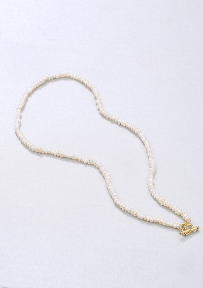 Collier Ras du Cou Fermoir Coeur Perle en Or