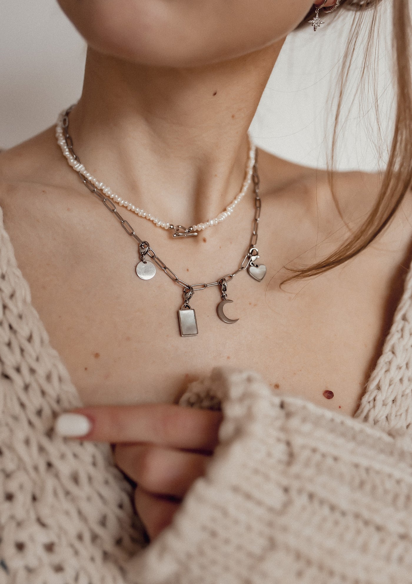 Choker Perlenkette mit Herz Verschluss