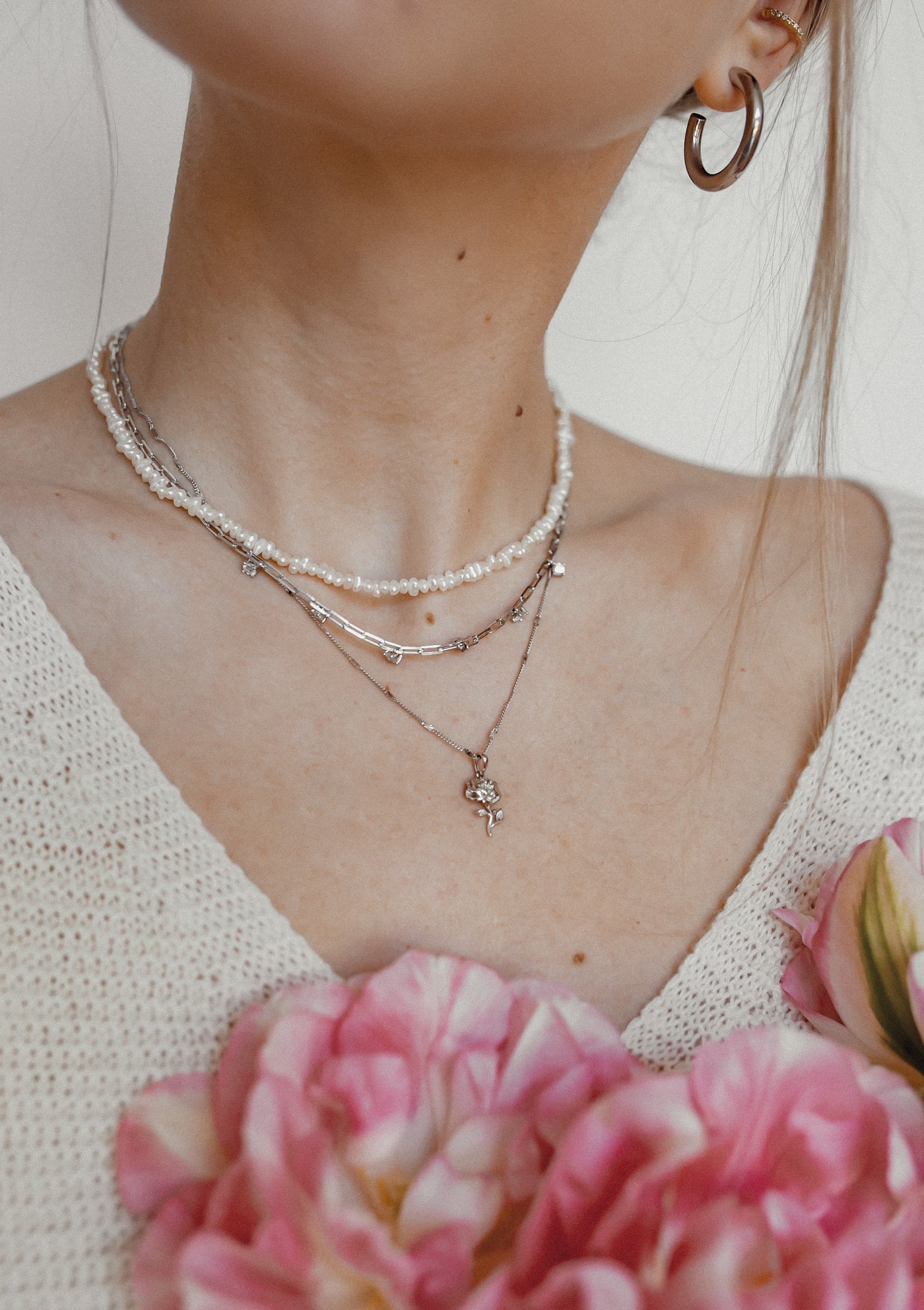 Choker Perlenkette mit Herz Verschluss