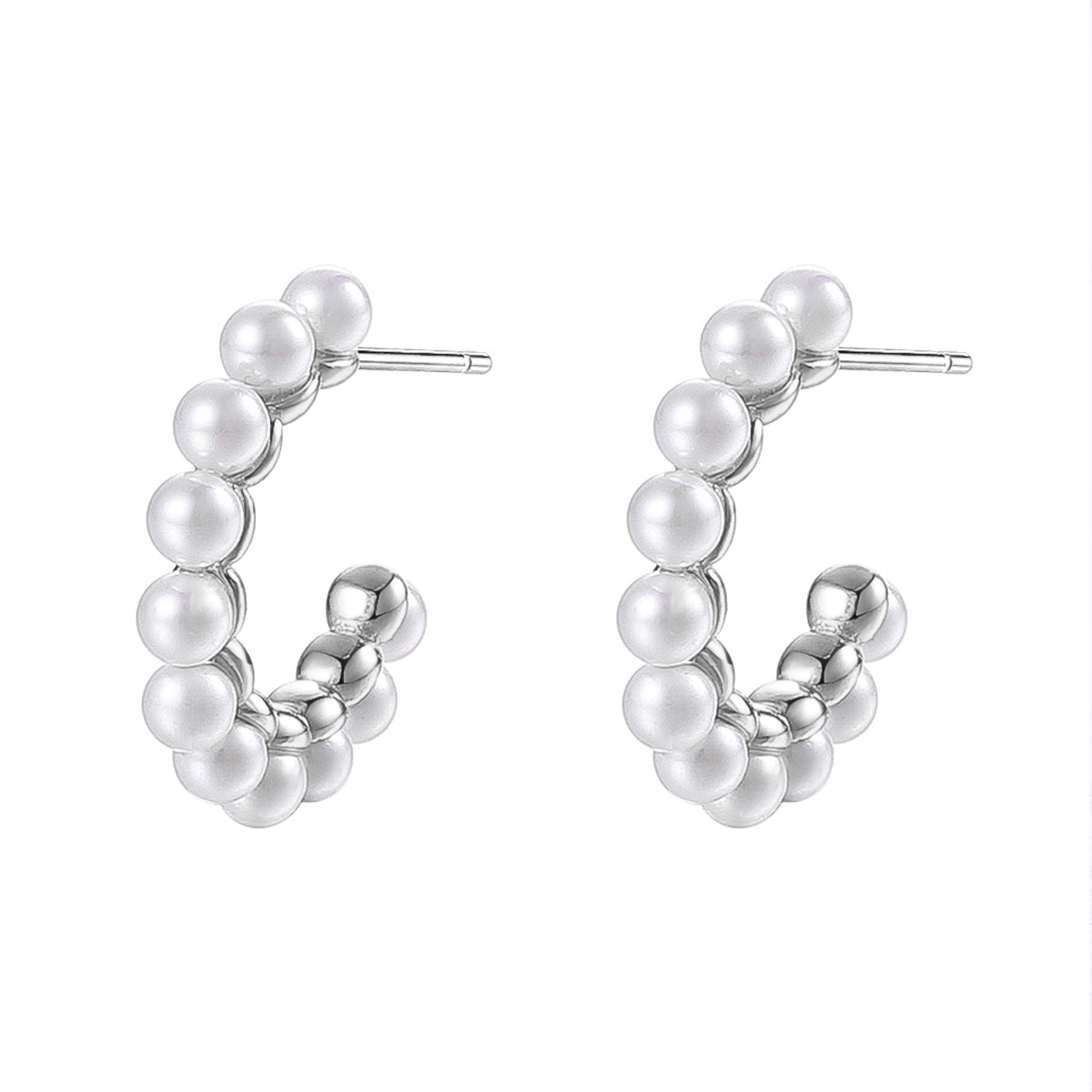 Boucles d’Oreilles Créoles Perle Sterling Argent